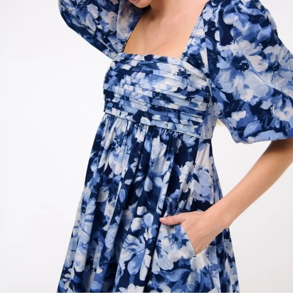 The A&F  Babydoll Emerson Poplin Puff Sleeve Mini Dress Size XS - Picture 2 of 16